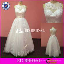 China Real Picture Lace Appliqued A-Line Pavimento Comprimento Wholesale Wedding Dresses